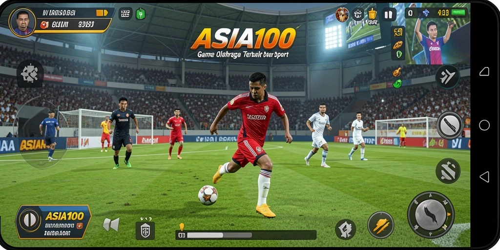 Tampilan gameplay seru dari ASIA100 yang penuh aksi olahraga.