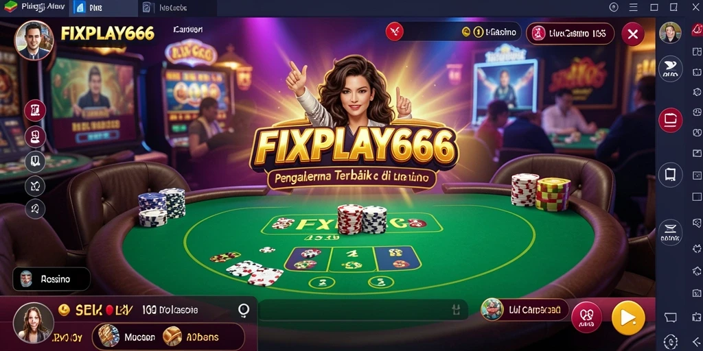Screenshot gameplay FIXPLAY666 menampilkan dealer profesional dalam aksi Live Casino.