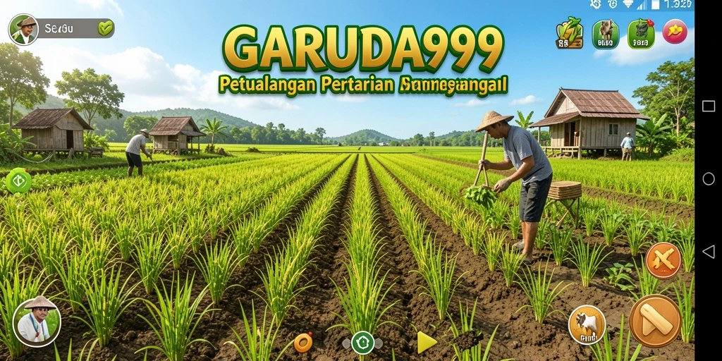 Tangkapan layar gameplay GARUDA999 menampilkan kegiatan bertani yang seru.