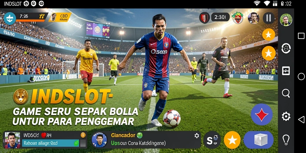 Tampilan gameplay seru INDSLOT yang penuh aksi sepak bola.