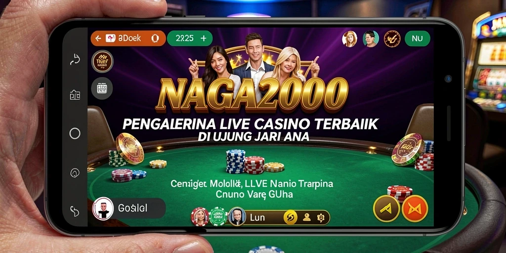 Screenshot NAGA2000 menampilkan dealer yang sedang beraksi di meja permainan Live Casino.