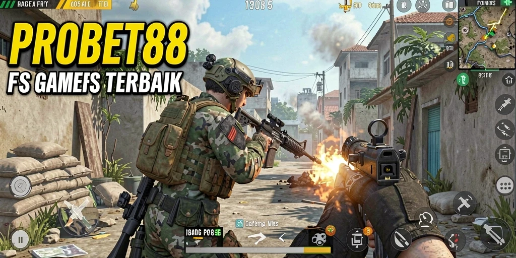 Screenshot menampilkan aksi tembak-menembak intens di PROBET88.
