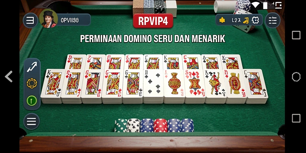 Tangkapan layar utama RPVIP4 menunjukkan gameplay domino yang dinamis.