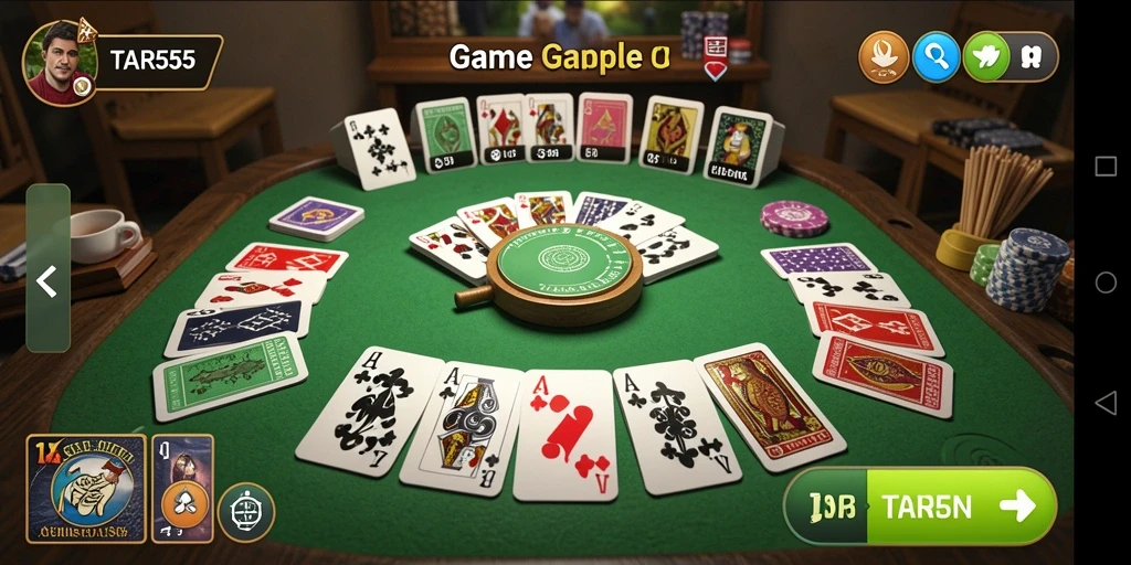 Screenshot gameplay TAR555 menampilkan pertempuran Gaple yang seru.
